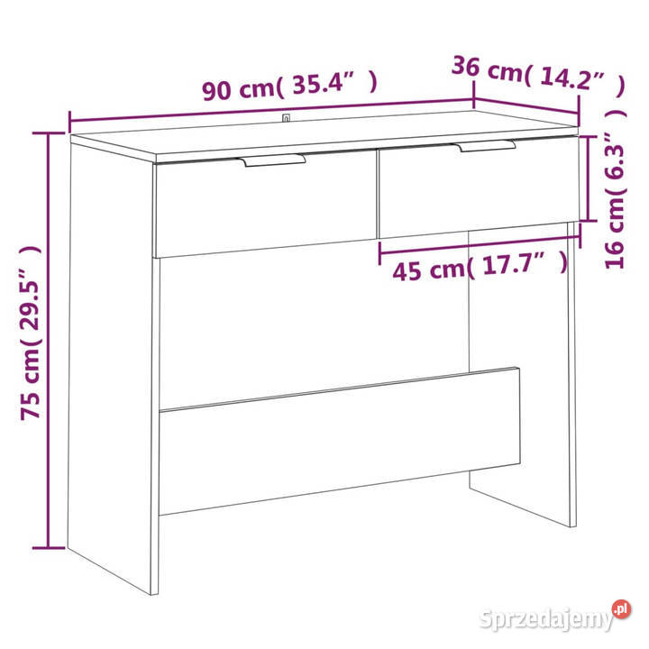 Stolik konsolowy dąb sonoma 90x36x75 WM811334 Warszawa