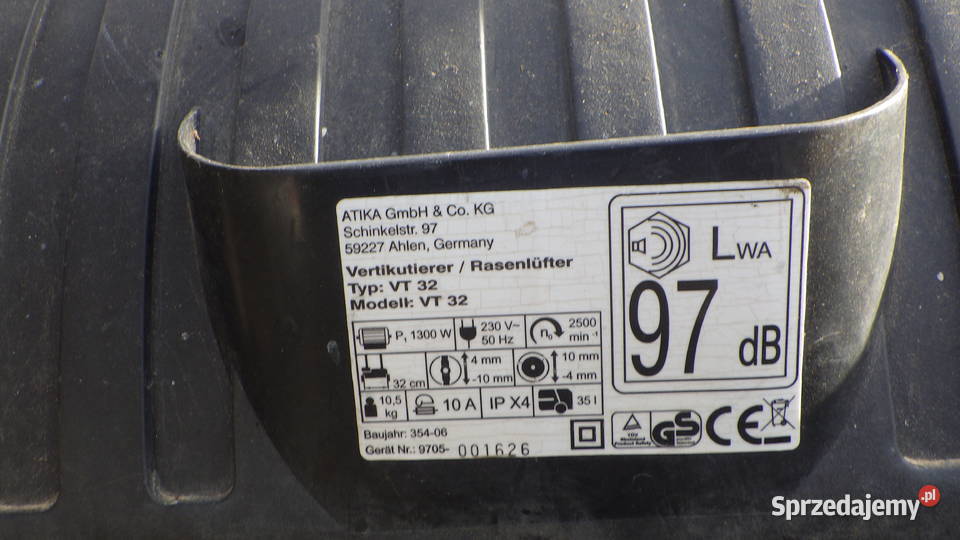 AERATOR WERTYKULATOR ELEKTRYCZNY NIEMIECKI Pozostałe Krasne