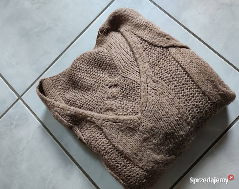 Italy włoski sweter w warkocze pleciony ciepły brązowy/beżowy sprzedam