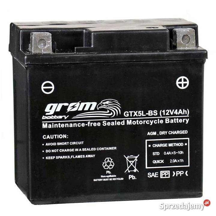 Akumulator motocyklowy GROM GTX5LBS YTX5LBS 12V Akumulatory motocyklowe zachodniopomorskie Szczecin