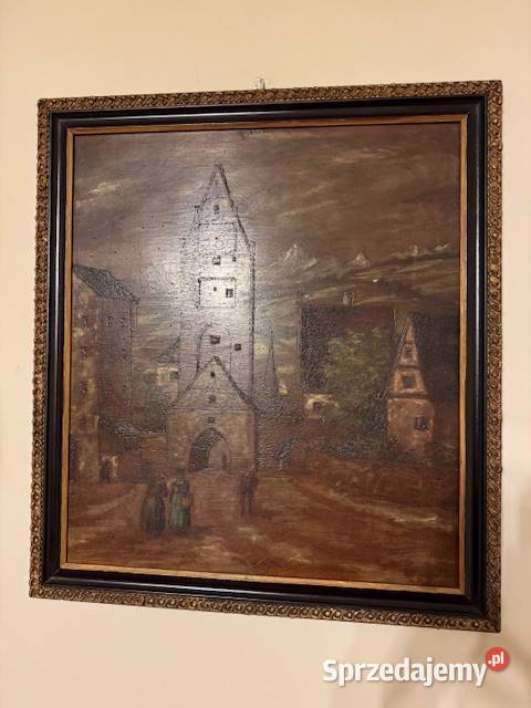 Obraz stary z czasów PRL lata60te antyk w ramie Częstochowa