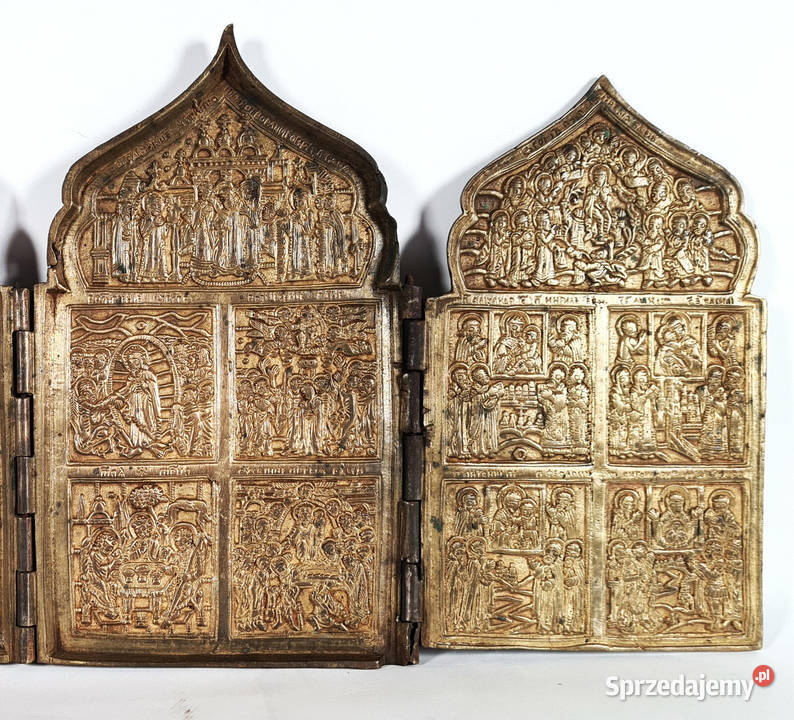 Ikona podróżna Tetraptyk XIXw 0421 Malarstwo mazowieckie