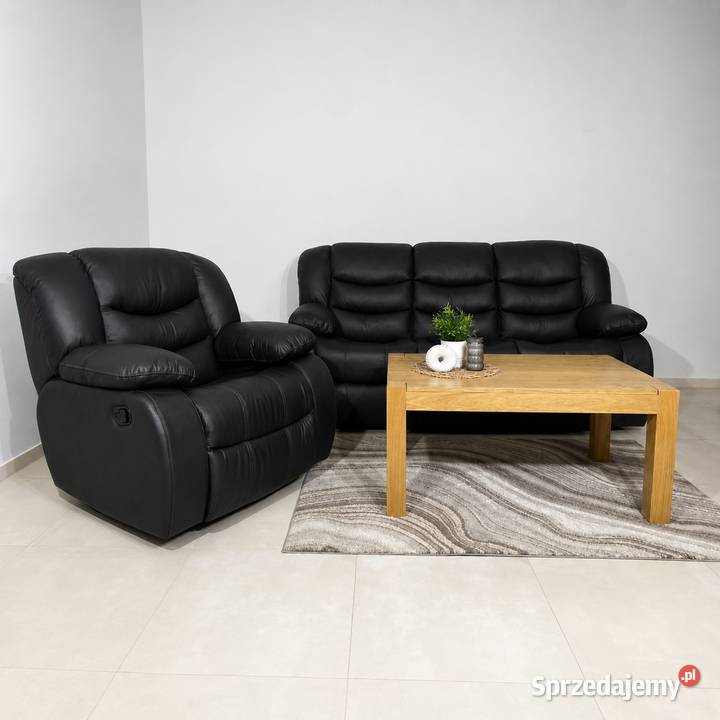 Nowoczesny zestaw Regan w skórze naturalnej z