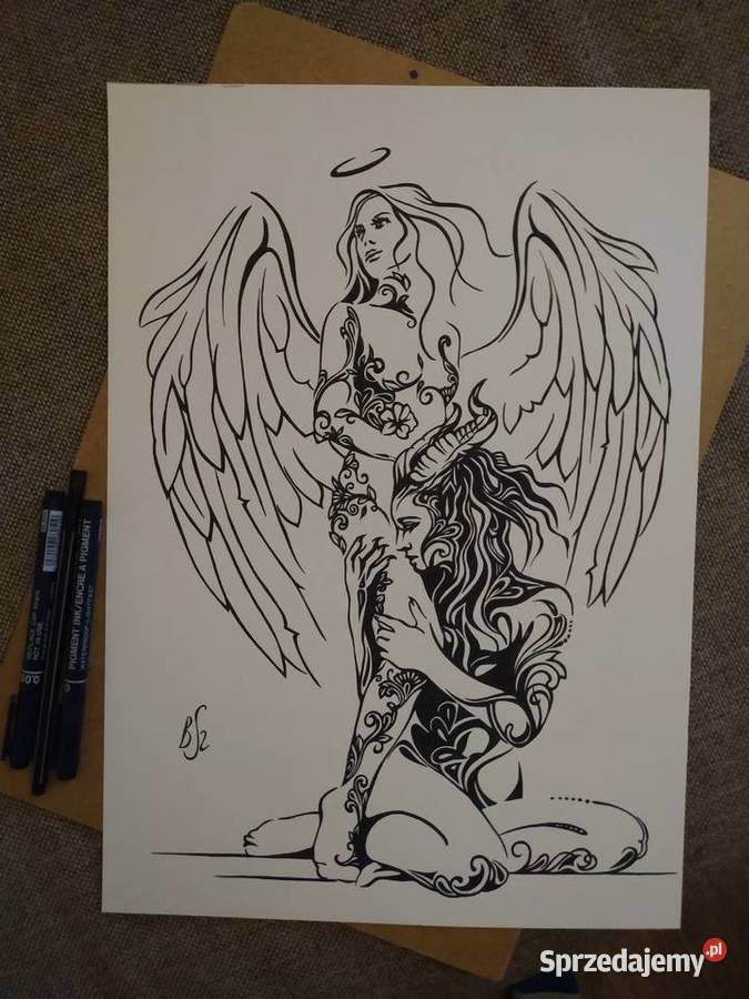 Rysunek piekło i niebo cienkopis b tech A3 250