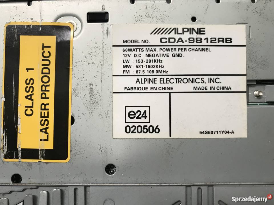 Radio samochodowe Alpine CDA9812 RB RDS Jaworzno
