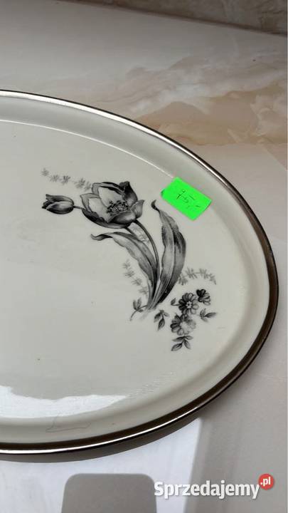 Patera z czarnymi tulipanami Półmisek Sygnatura Gdańsk