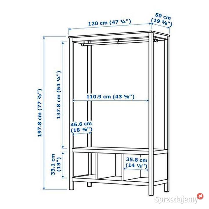 Szafa drewniana otwarta biała Ikea Hemnes komoda małopolskie Chrzanów