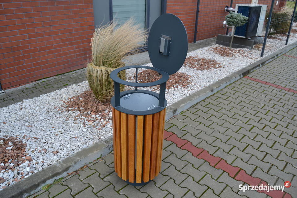 Kosz uliczny parkowy miejski z daszkiem 45l W223 Warszawa