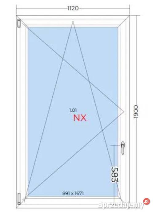 Okno PCV 112x190 1120x1900 TANIO