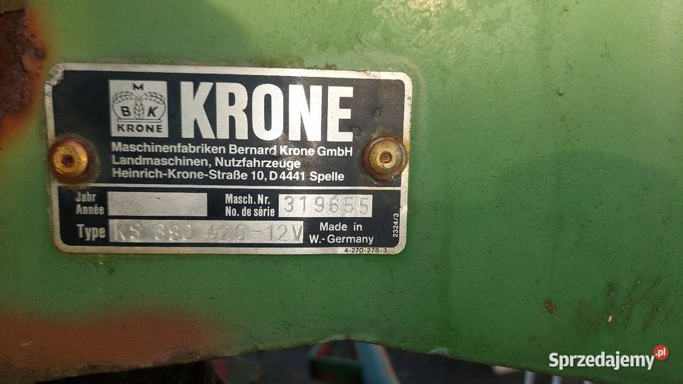 KRONE KS 380420 12V lubuskie Strzelce Krajeńskie sprzedam