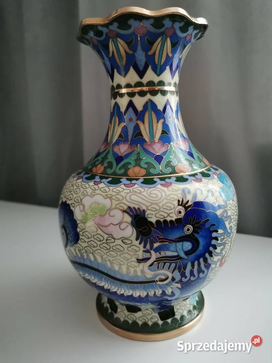 Chiński wazon cloisonn ze smokiem koniec XIX Rzeszów