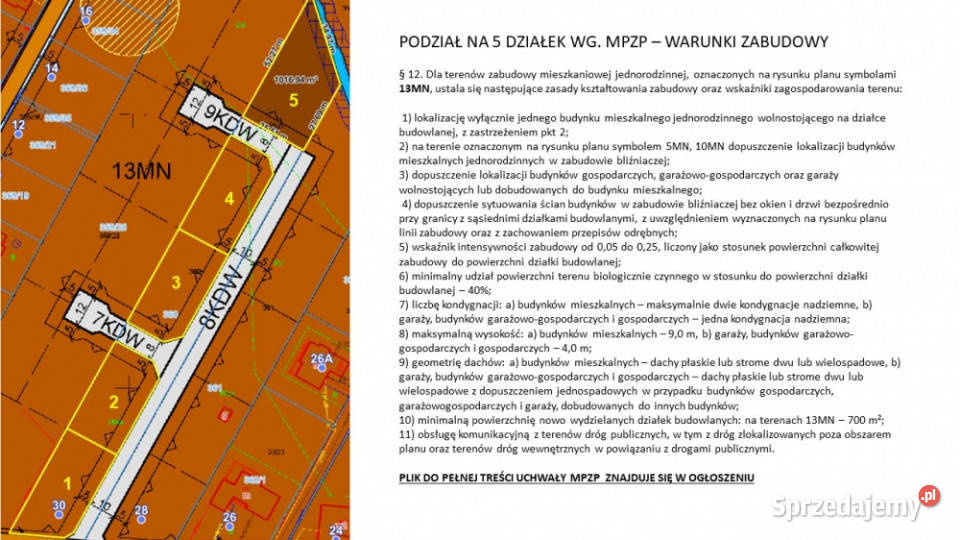 Działka budowlana o powierzchni 5386m2 z MPZP Sprzedaż Kiekrz