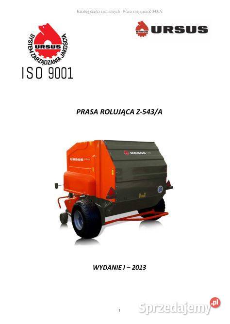 URSUS Z543A katalog części prasa Kielce