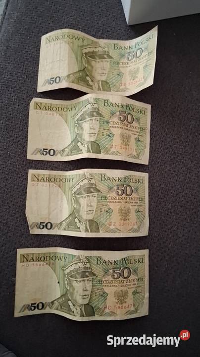 Stare banknoty 50 PRL kolekcjonerskie 4 sztuki Łagów