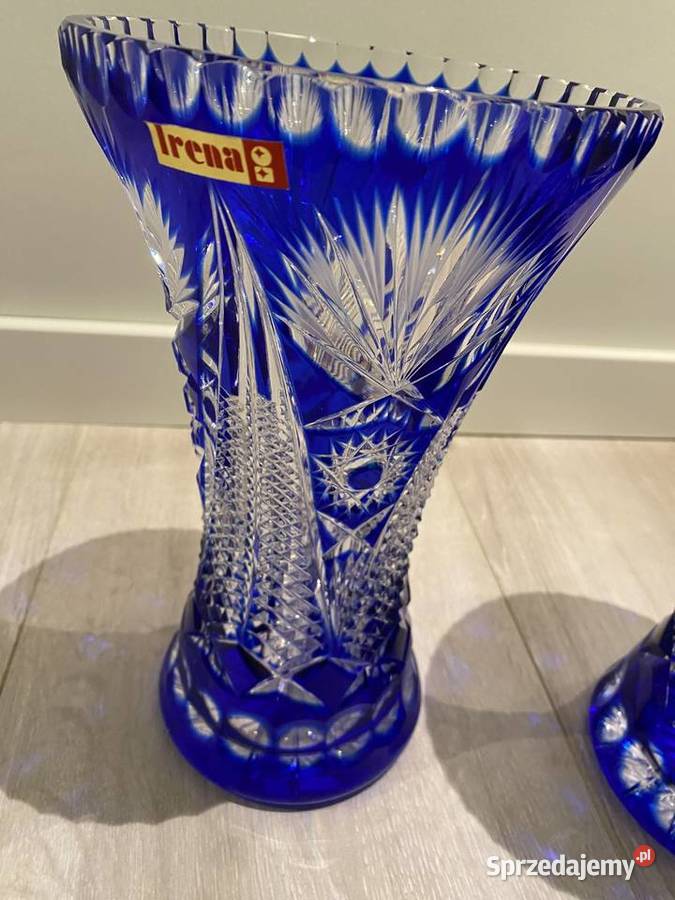 Kobaltowy zestaw kryształów Irena kryształ PRL Rabka-Zdrój