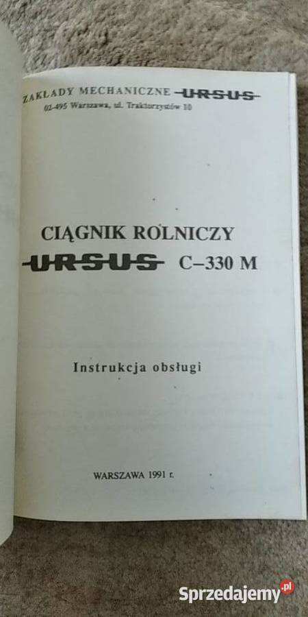 Instrukcja obsługi ciągnika Ursus 330M oryginał Lublin