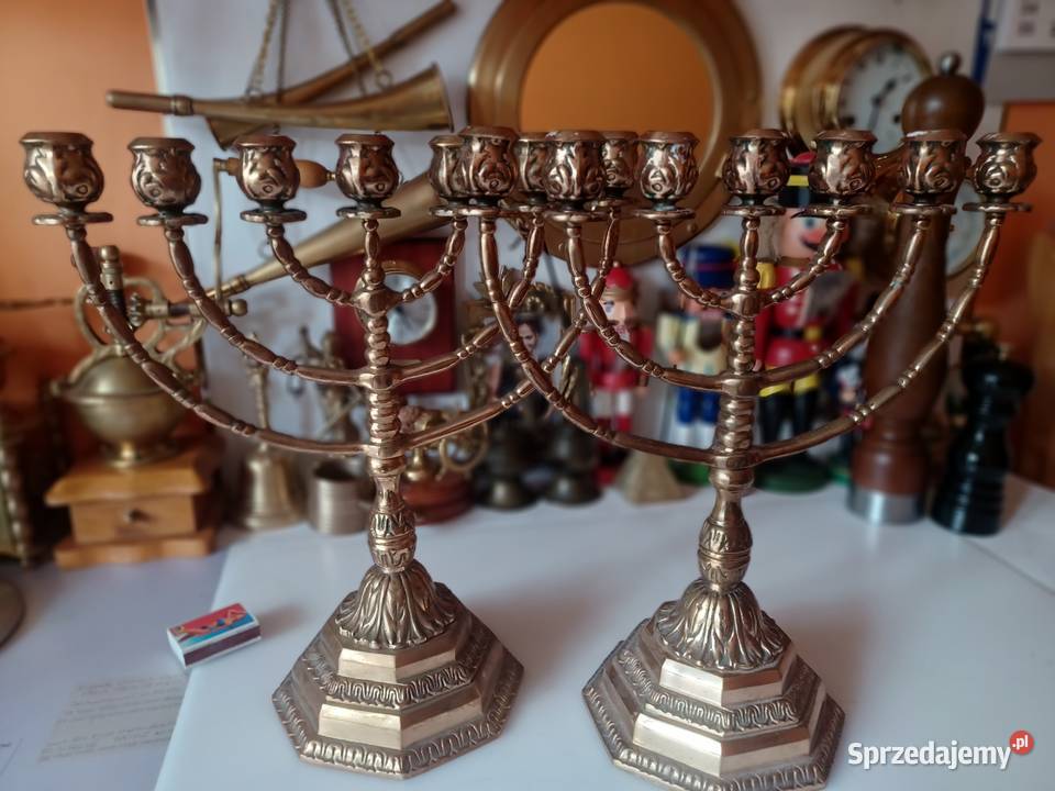 Menora Piękny sygnowany świecznik żydowski Poznań