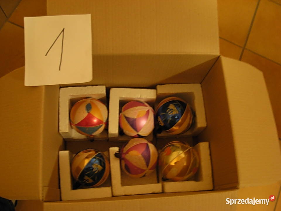 Bombki szklane ręcznie malowane używane PRL Gdynia