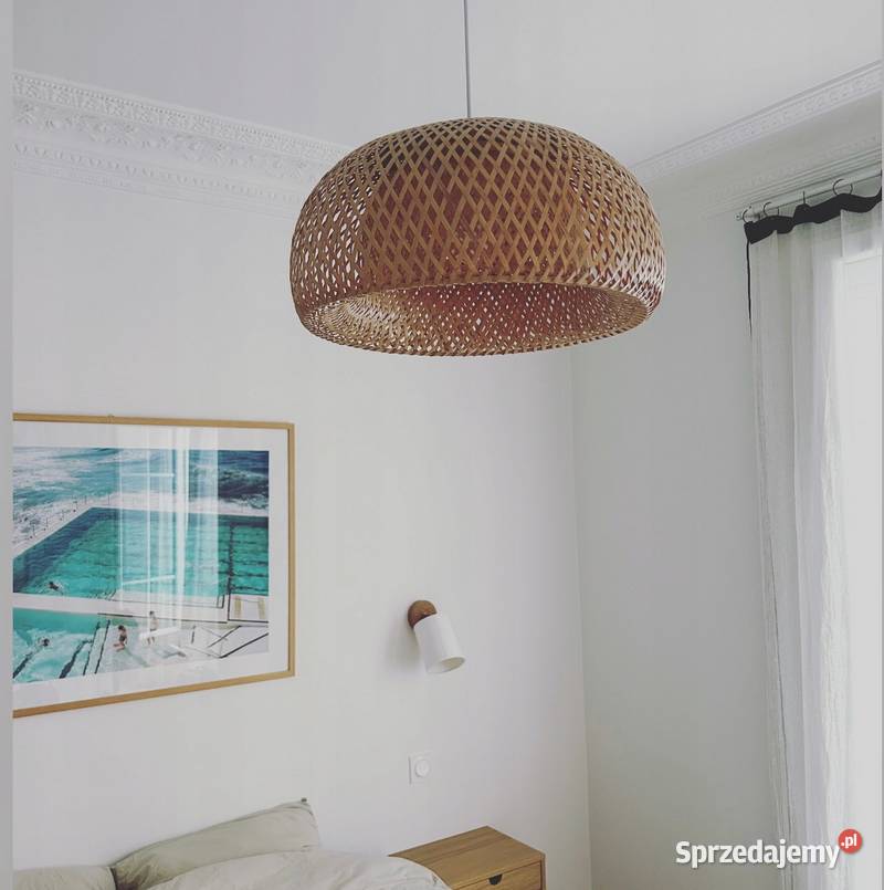 LAMPA WISZĄCA BOHO BAMBUSOWA PLECIONA 45x25 Choroszcz