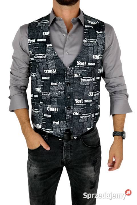 GIOVANNI PERA Kamizelka Męska D610 gazeta różne czarny Ostrów Wielkopolski