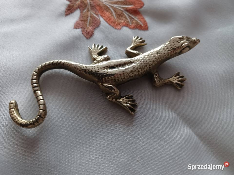 Piękna figurka jaszczurki Mosiądz Kolekcja Poznań