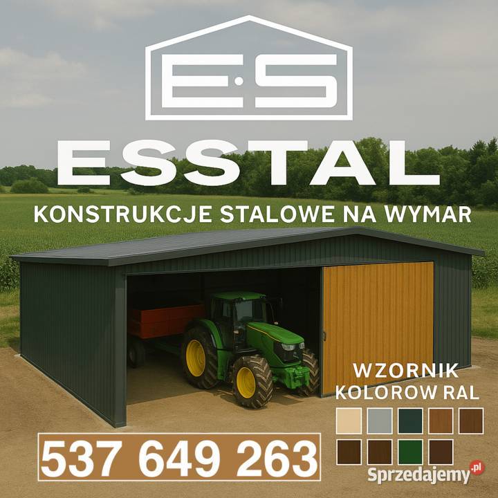 Garaż Blaszany z Bramą Wjazdową Wiata na Maszyny blacha Sprzedaż Sejny sprzedam