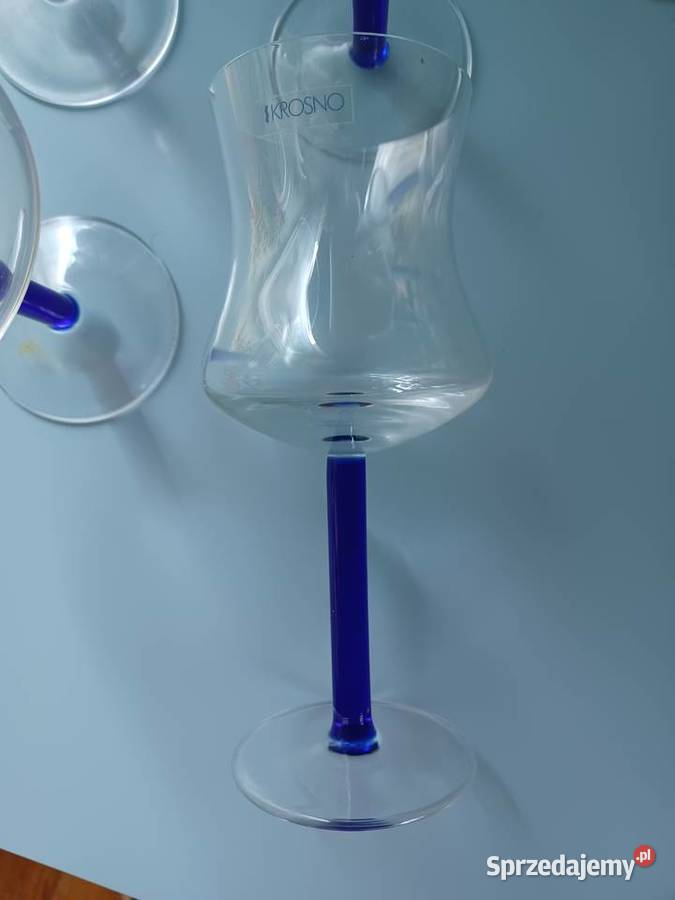 Kieliszki do wina Krosno kobaltowya nóżka Antyki, Sztuka, Kolekcje Łódź