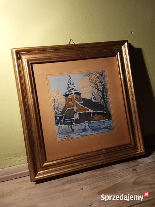 Piękny stary obraz akwarela gwasz Zakopane H Kraków sprzedam