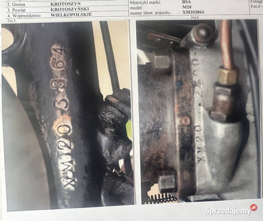 BSA M20 1945 Zabytek Biała karta dodatki Motoryzacja Krotoszyn