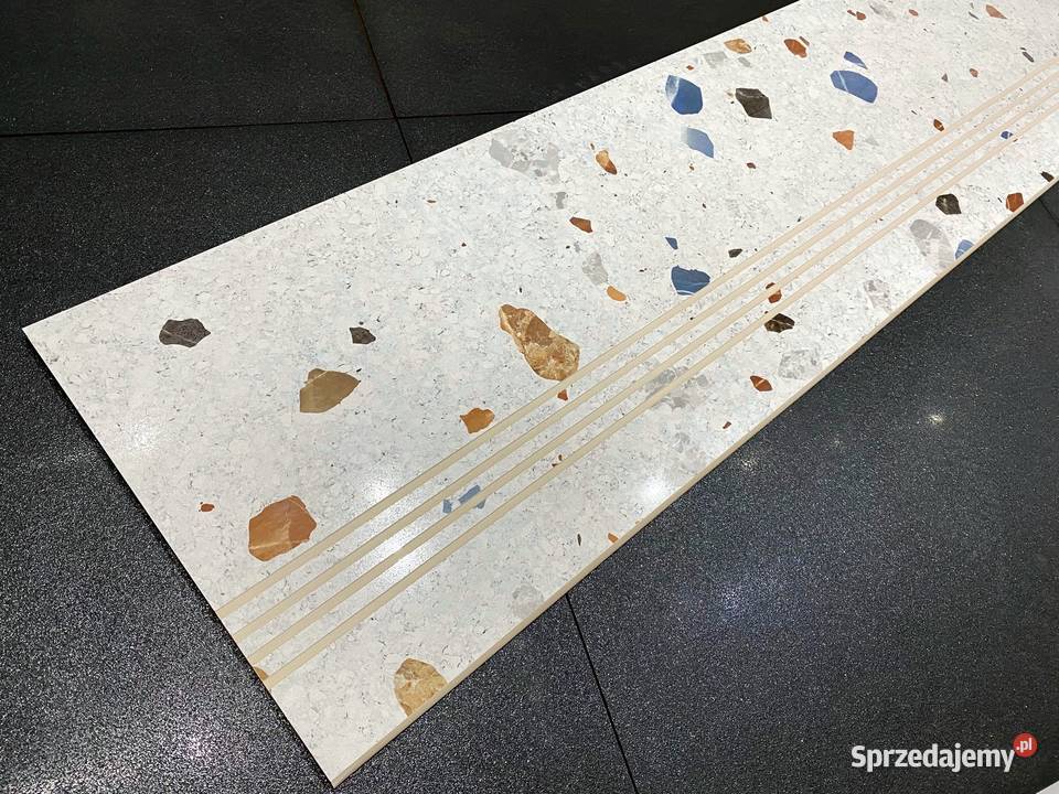 Płytki na schody 120x30 biały beton Lastryko Łask sprzedam
