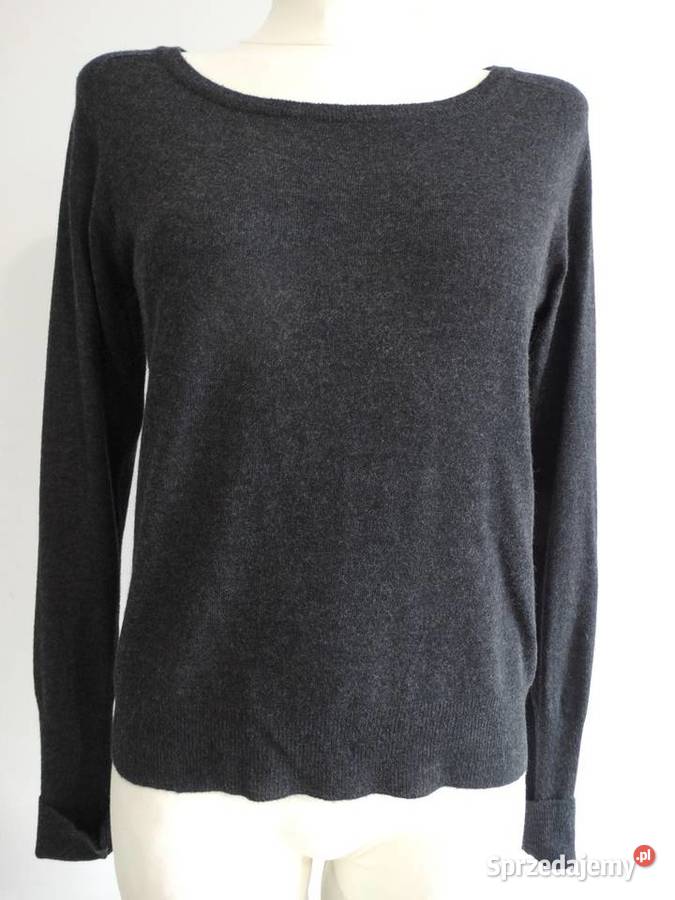 Sweter Wełniany Kaszmir Merino Wiskoza Szary