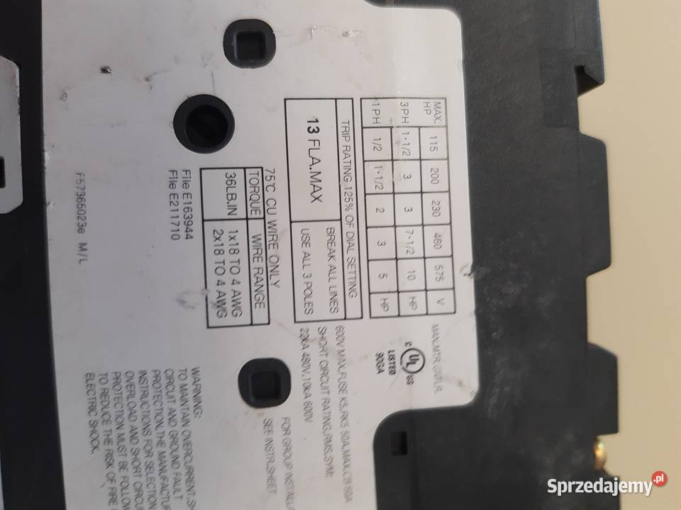 Wyłącznik silnikowy 3P AEG 913 A śląskie Lelów