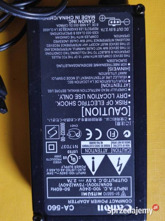 ładowarka zasilacz sieciowy oryginalny Canon ca Pozostałe Kielce sprzedam