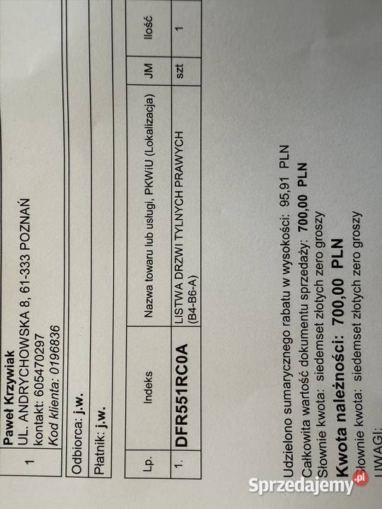 Mazda cx30 listwa drzwi prawy tył wielkopolskie Poznań