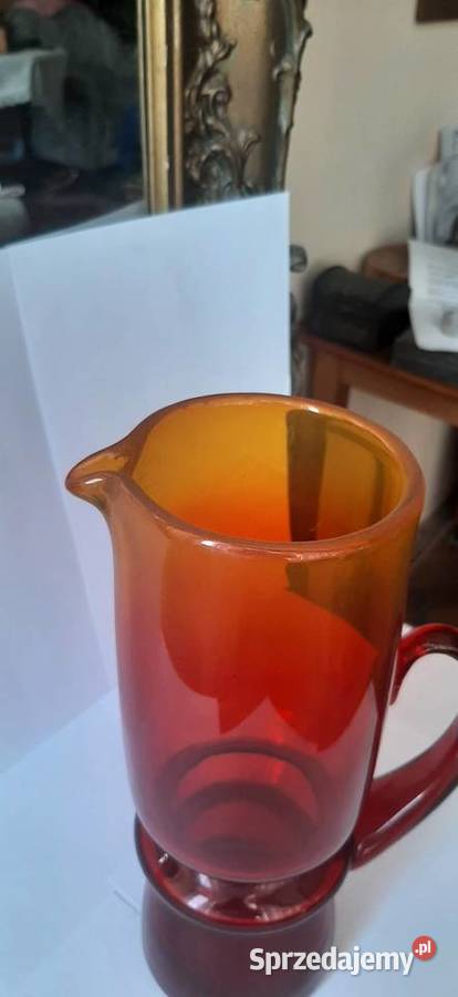 Dzbanek że szkła kolorowego prl dolnośląskie