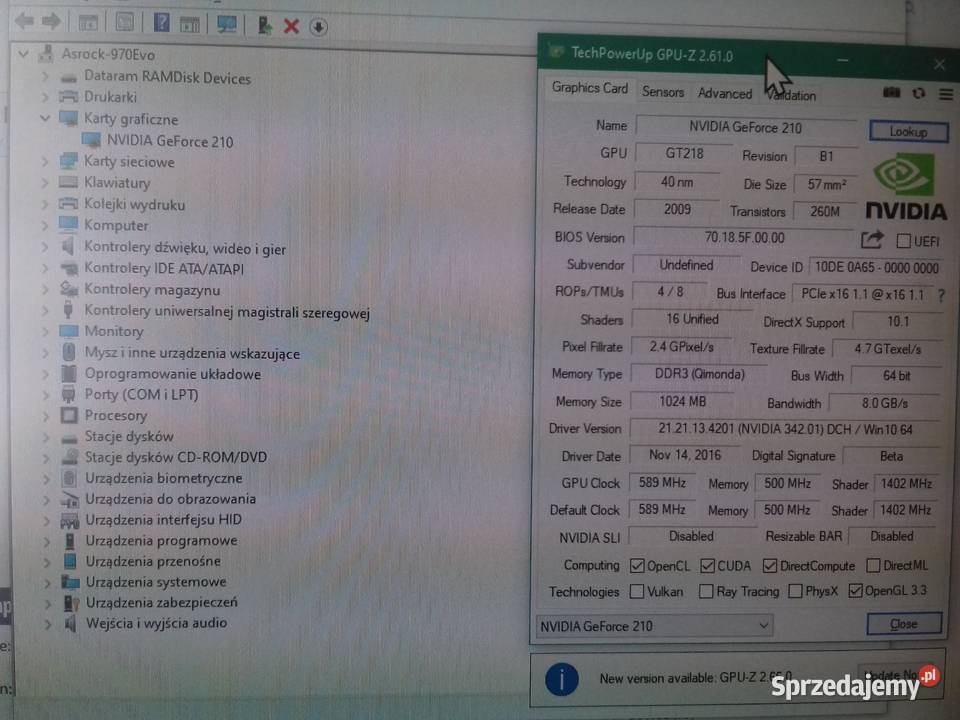 Palit GeForce 210 1GB 1024M SDDR3 64Bit HDMI DVI aktywne Bydgoszcz