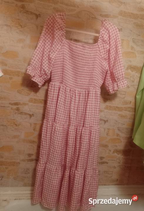 42XL Shein Długa sukienka letnia z biało różową krótki Spódnice i sukienki Kraków