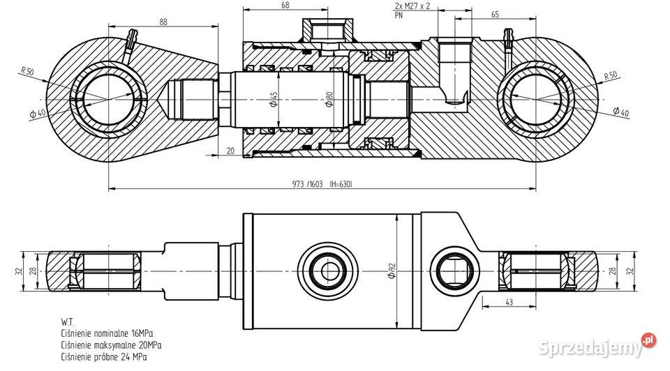PROMOCJA SIŁOWNIK HYDRAULICZNY 80x45 SKOK 630