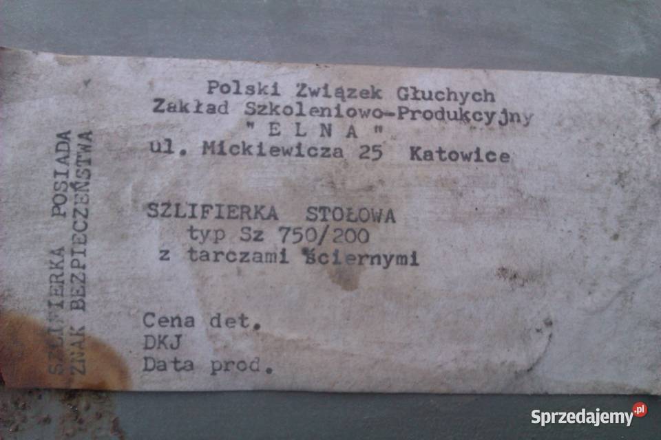 Szlifierka stołowa ELNA SZ 7501200 380V Polska Warszawa