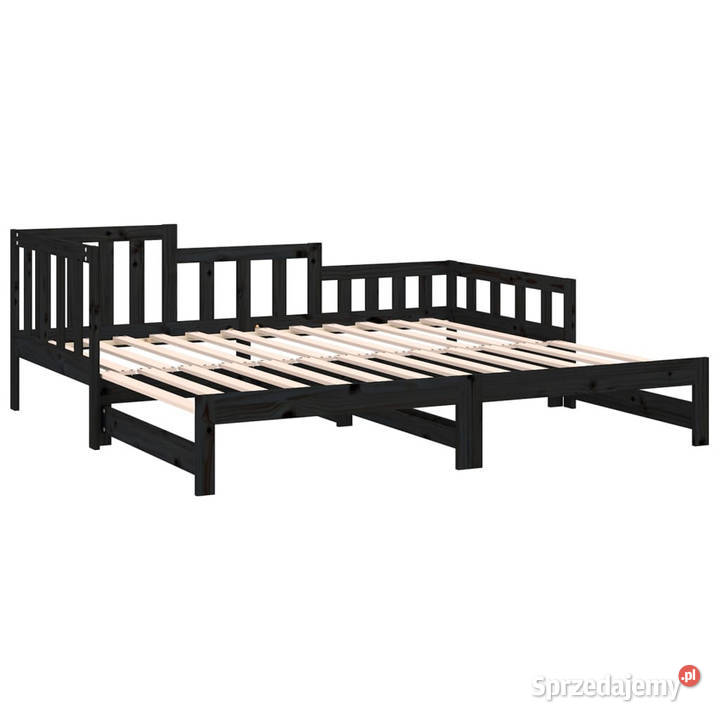 Łóżko rozsuwane czarne 2x90x190 lite drewno 181cm Warszawa