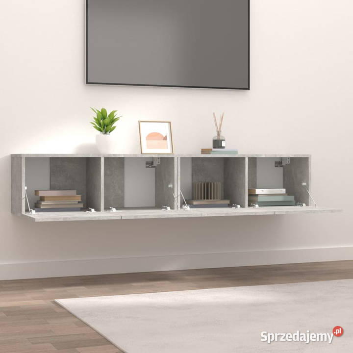 Ścienne szafki TV 2 szarość betonu 80x30x30 Meble mazowieckie Warszawa