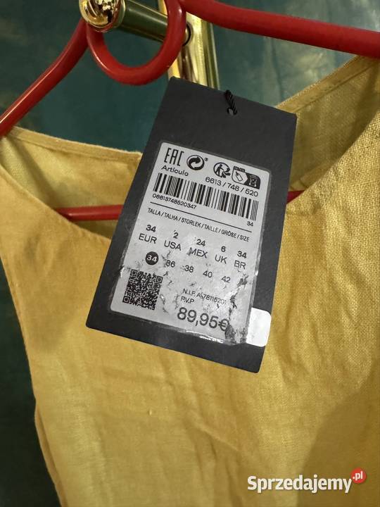 Sukienka damska 34 Massimo Dutti limonkowa z lnu Częstochowa