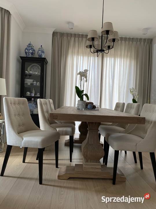 Stół dębowy rozkładany na dwóch masywnych nogach 200cm Łódź