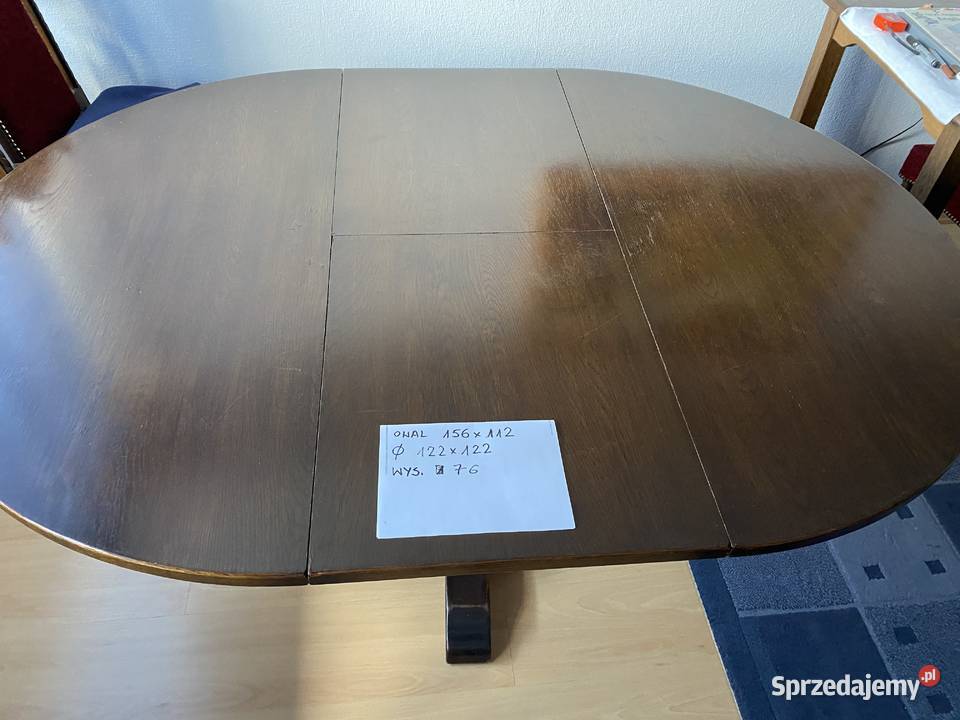 Stół okrągły rozkładany lite drewno solidny 156cm