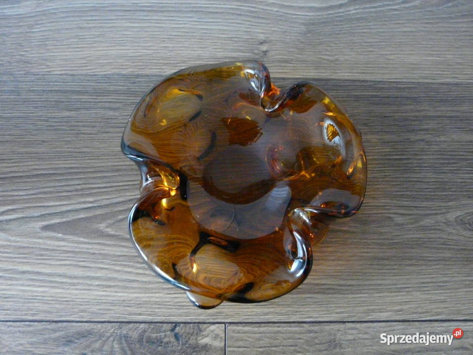 popielniczka szkło kolorowe PRL Końskie