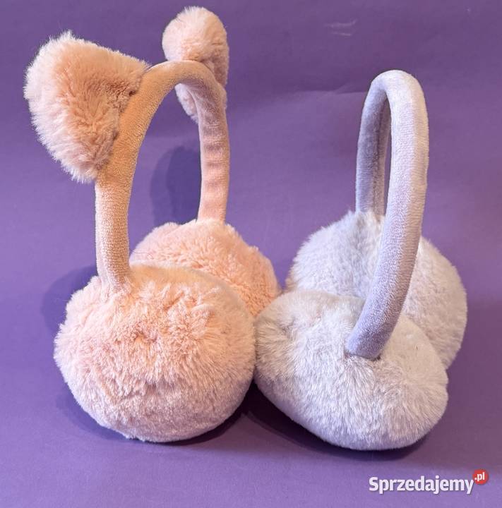 Futrzane nauszniki fioletowe i różowe Żyrardów