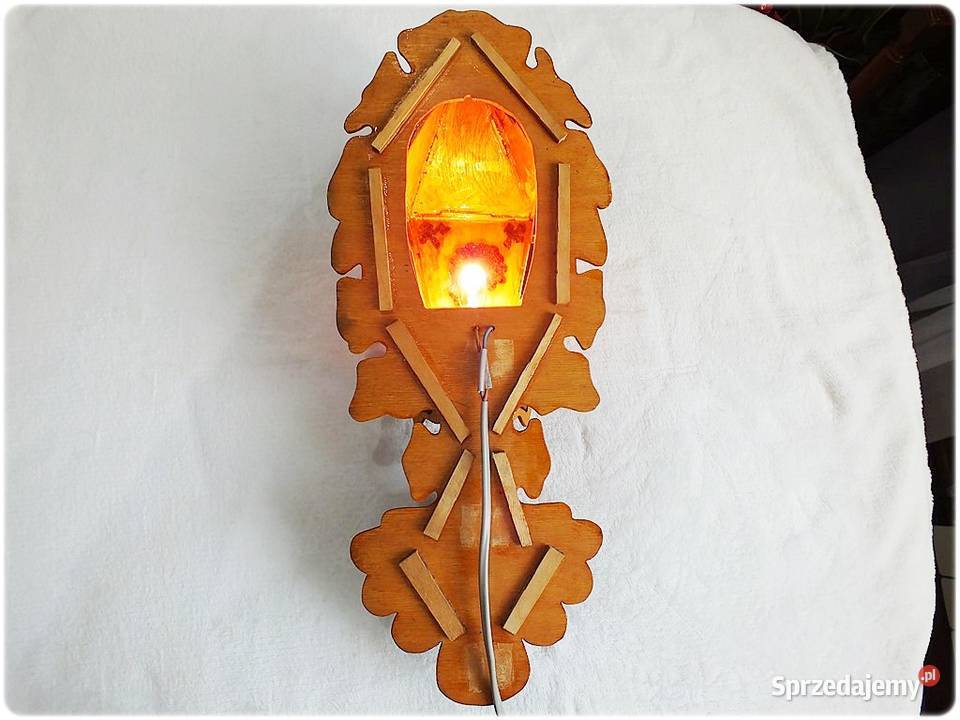 Stara Lampka drewniana śliczne kolorowe witraże sprzedam