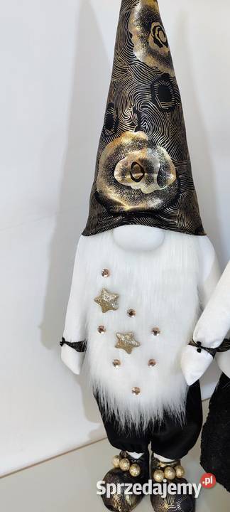 Skrzaty świąteczne krasnale gnomy para czarny Lipnica