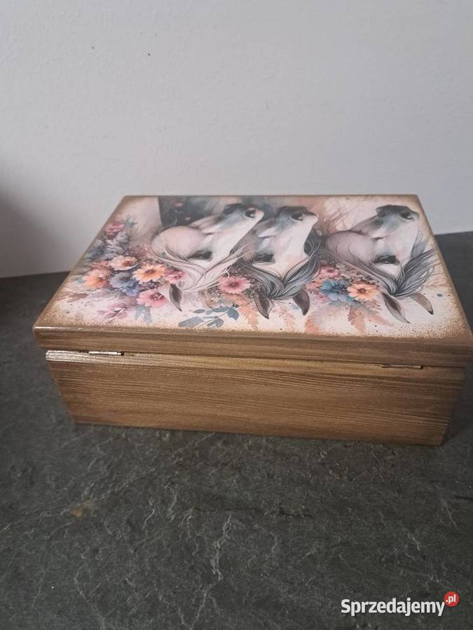 Szkatułka drewniana z końmi decoupage Kędzierzyn-Koźle