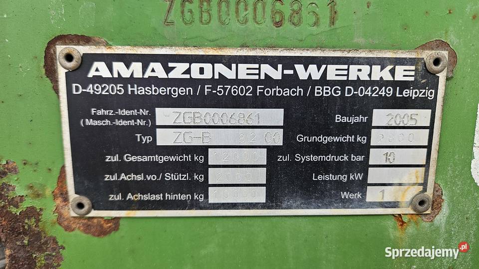 Rozsiewacz wapna amazone zgb 8200 2005